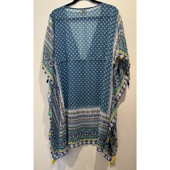 Bleu Rod Beattie Women’s Small Multi Color Swim Cover Up Sheer Tassel Vacation - Picture 2 of 11